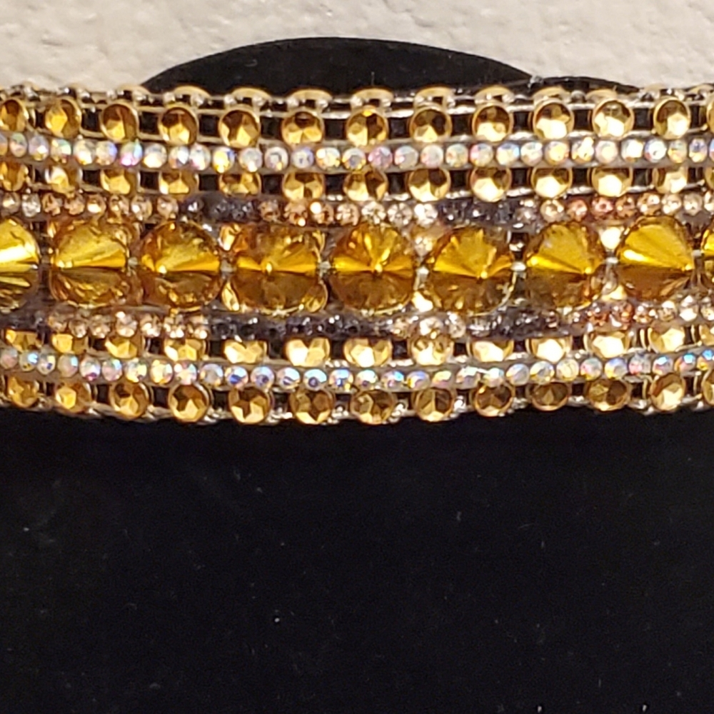 Bling Gold Dog Collar with Multi Colored Stones